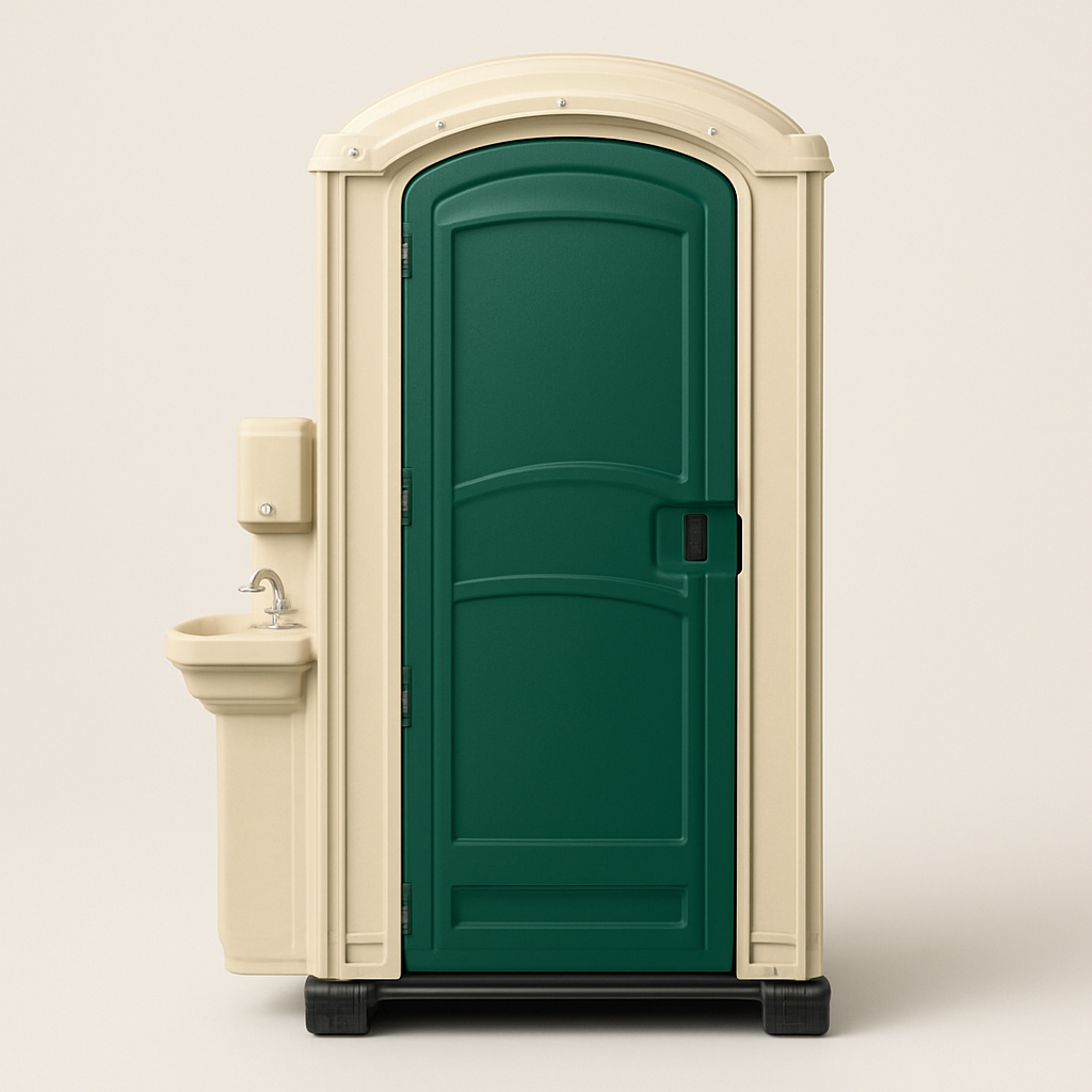 Deluxe flushing restroom unit with sink